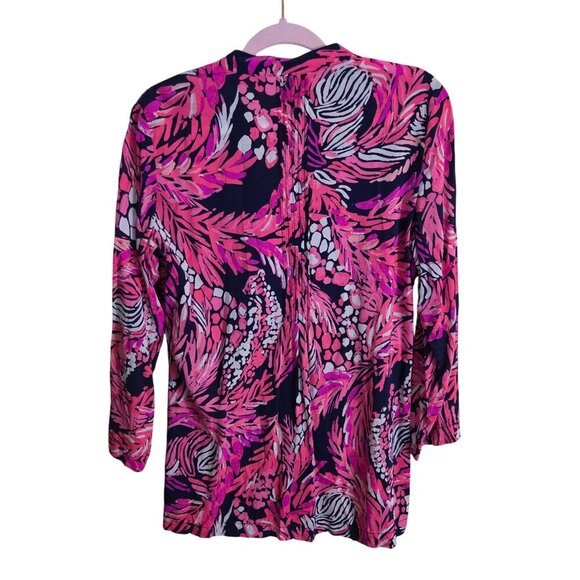 Lilly Pulitzer Sarasota Tunic Top Bright Navy A Jungle In Here Size M - Picture 3 of 10